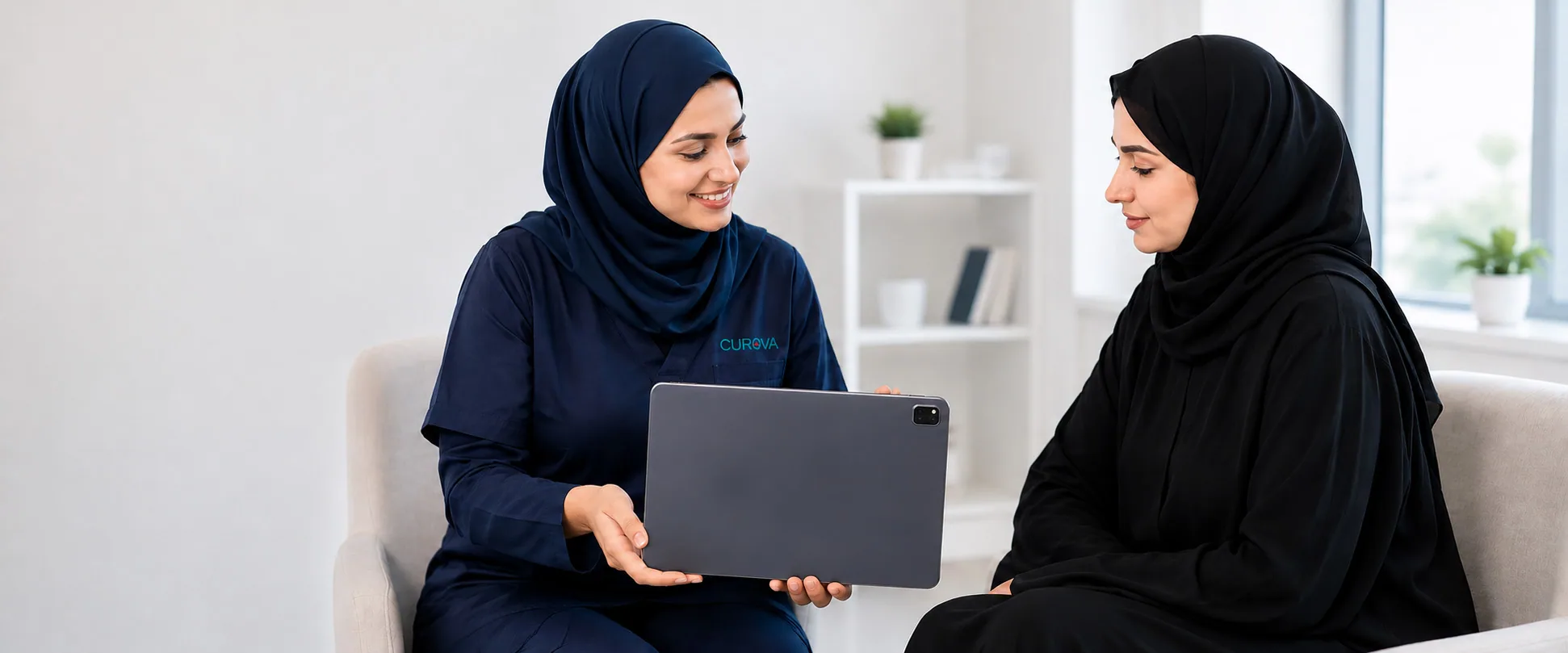 Emirati father and child, supported by Curova healthcare in the UAE